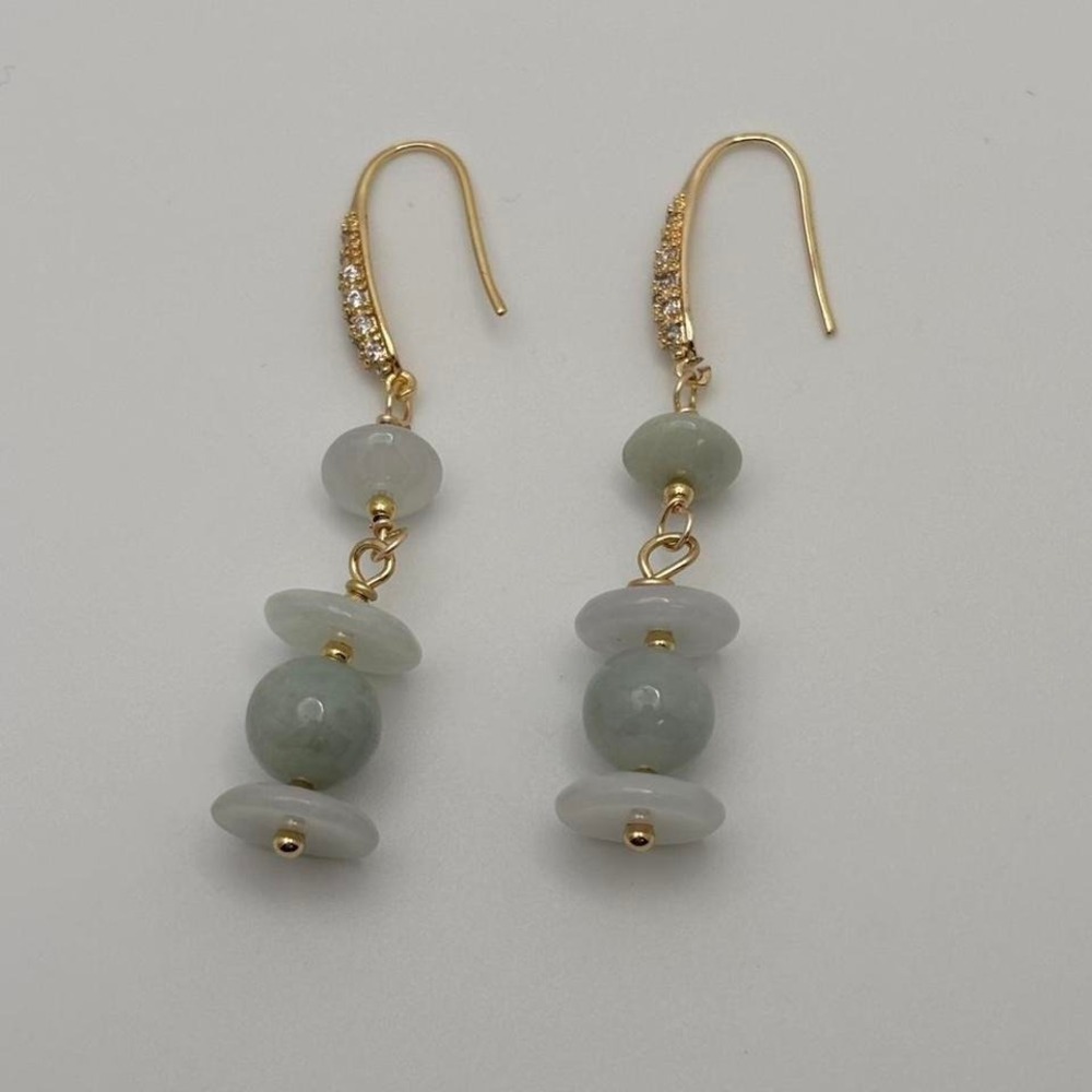 Burma‎ Jade Gold Plated earring hooks Women's earrings